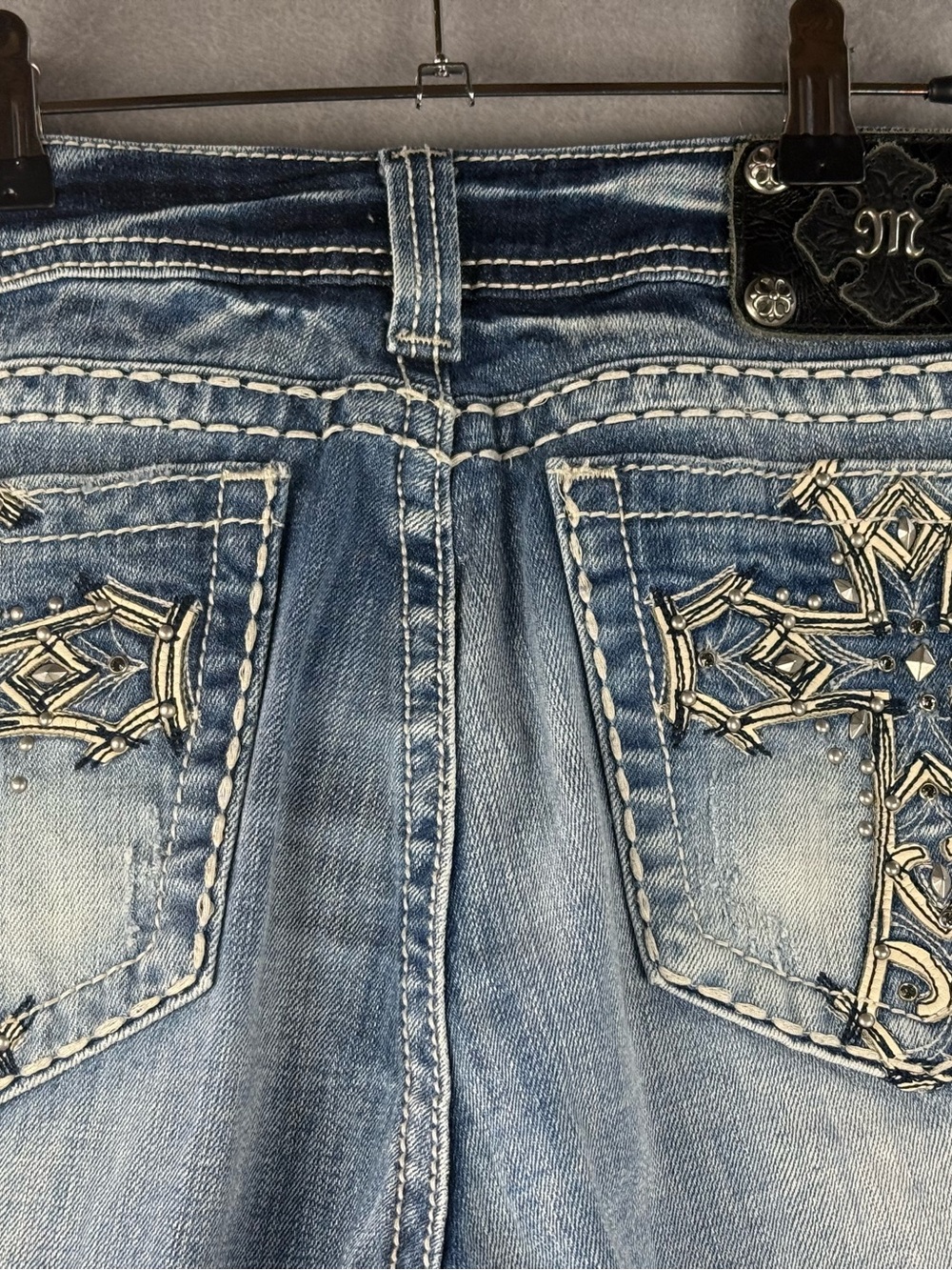 Miss Me Women's Y2K Embellished Cross Pockets Bootleg Jeans 34X30 - Picture 7 of 12